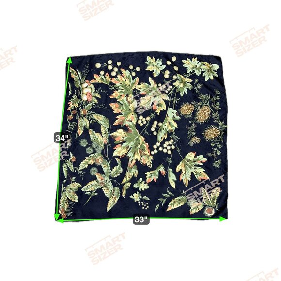 Vintage Italian Silk Scarf With Autumn Botanical Print Thistle Oak Leaves Fall - Picture 6 of 6